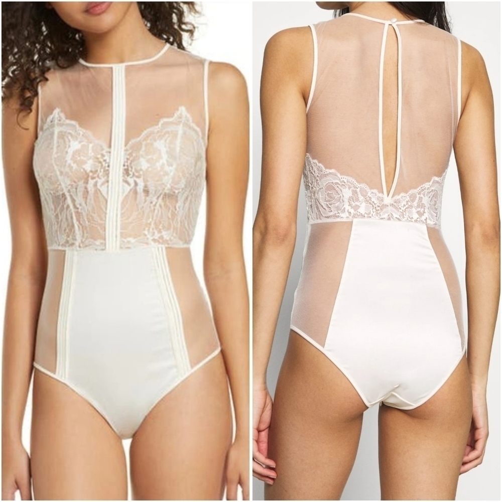 LAST CHANCE - Calvin Klein Ivory Spring Rose Bodysuit